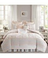 7 Piece White Grey Pink Boho Chic Comforter California King Set Floral B... - $162.35