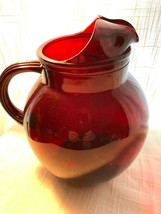 Royal Ruby Upright Depression Glass Water Pitcher 9&quot; Anchor Hocking - £31.69 GBP