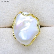 high luster white baroque pearl adjustable rings 100% natural big pearls handmad - £52.71 GBP