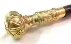 Antique Brass Designer Handle Black Wooden Walking Stick Vintage Victori... - $50.64 CAD