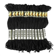 Black Embroidery Floss, 24 Skeins Embroidery Thread Friendship Bracelet String,  - £10.29 GBP