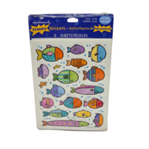 VINTAGE HALLMARK REWARD STICKERS 8 SHEETS OF SWIMMING COLORFUL FISH NEW ... - $9.50
