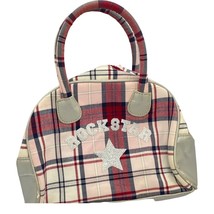 Gymboree Blue/Red Plaid Satchel Bag Purse &quot;ROCKSTAR&quot; Prep Club - $105.84 MXN