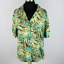 First Issue Liz Claiborne Brand Womens Plus 2X 18W 20W Tropical Leaf Fern Shirt - £16.91 GBP