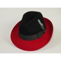 Men BENTLY Hat Australian Wool Fedora Damien Collection DM750 Black/Red image 3