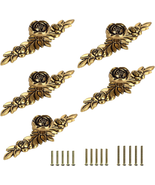 Pack of 5 Euro Rose Cabinet Knobs with Backplates – Ivory Floral Drawer ... - $22.06