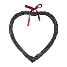 Wicker Slim Heart Wreath With Red Spotty Ribbon - £16.78 GBP