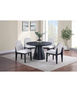 Swanley 5-Piece Modern Black Round Dining Set with White Upholstered Chairs - €982,08 EUR