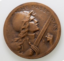 1916  WW1 France Battle of Verdun Fort Commemorative Bronze Medal - £99.74 GBP