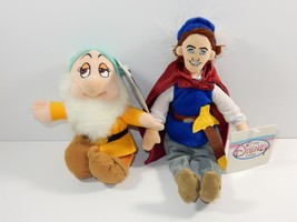 Disney Store Snow White Prince &amp; Bashful Dwarf Bean Bag Plush w/Tags - £7.94 GBP