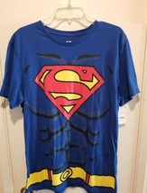 Adult Large Superman Blue TShirt w/ Red Cape Halloween Costume Cotton Blend NEW! - £10.05 GBP