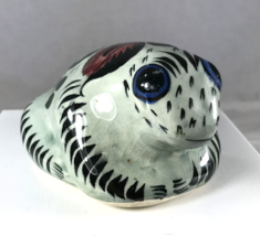 Tonala Mexico Ceramic Pottery Frog Figurine Paperweight Decor 4.75 x 2.7... - $19.34