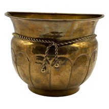 Vintage Brass Wall Pocket Planter Wall Hanging With Rope - £23.53 GBP