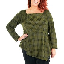 MSRP $49 Women&#39;s Plus Size Asymmetrical Hem Back Bar Top Green Size 1X - $22.77
