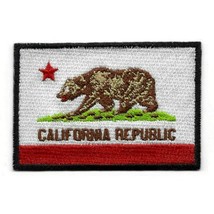 California State Flag Iron On Patch 3&quot; Republic Bear Embroidered Applique Biker - £3.95 GBP