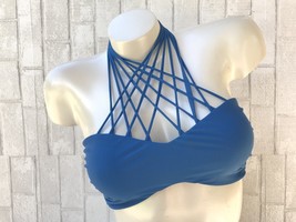 Mikoh Swimwear French Blue Kahala Criss Cross High Neck Bikini Top (L) Nwt $112 - $65.00