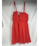 Quiro Aggie Dress Coral Orange Flowy Mini Dress Beach Cover Ties Large Day - $14.00
