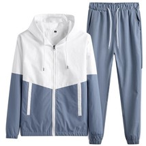 New Spring Men&#39;s Casual Tracksuit: Hooded Sportswear Jackets + Pants 2-Piece Set - £38.54 GBP