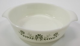 *CB8) Vintage Glasbake White Green Daisy Round Bowl 438 2qt. Made in USA - £15.56 GBP