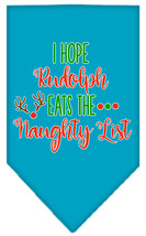 Hope Rudolph Eats Naughty List Screen Print Bandana Turquoise Small - £9.06 GBP