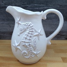 Laguna Coastal Shell Pitcher Carafe White Decorative Nautical Sea Life Jug - £24.67 GBP