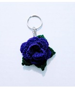 Handmade Crochet Rose Keychain in Purple - $5.00