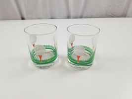 Set Of 2 Lowball Rocks Whiskey Juice Glasses Golf Themed Novelty Gift Father Dad - £24.53 GBP