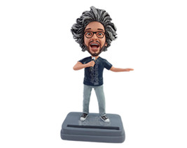 Custom Bobblehead Crazy Comedian on a funny stand up show wearing a v-neck t-shi - £71.12 GBP