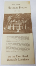 Historic Houmas House Brochure Louisiana 1978 Burnside River Boat Maps History - £15.10 GBP