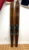 Vintage WOOD WATER SKIS Pair wall art cabin decor waterski sports loft wooden 2 - £99.79 GBP