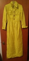 015 Super Fly Funky Vintage 70&#39;s Dress Yellow Hand Made Women&#39;s - £31.85 GBP