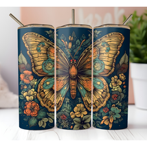 RETRO BUTTERFLY Stainless Steel Custom 20oz Tumbler W/ Lid &amp; Straw Drink... - £19.87 GBP