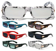 SLIM SLEEK THICK BOLD CLASSIC SQUARE SUNGLASSES GOLD BUCKLE WIDE RETRO D... - $158.43 MXN+