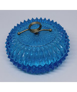 Vtg MCM Cobalt Blue Candy Dish Sawtooth Pattern Trinket Box Jewelry Ring... - £19.37 GBP