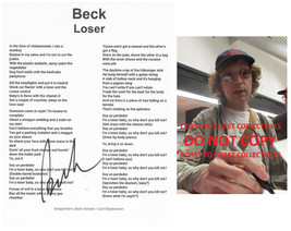 Beck Hansen signed Loser Lyrics sheet COA exact Proof autographed - £237.40 GBP