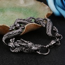 High quality Dragon Black vintage punk bracelet for men fashion Jewelry hip pop  - £11.30 GBP