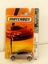 Matchbox 2009 #26 Silver &#39;08 Honda Civic Type R Metro Rides Series Mint On Card - £11.84 GBP