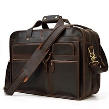 Multifunction Crazy horse Genuine Leather Men Briefcase 17&quot; Laptop business Bag  - £356.34 GBP