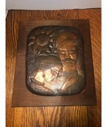 Vintage Picture Stamping Plaque Brass Metal Mounted On Wood-Soldier/Woman - $75.31 CAD