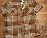 NWT Vintage PJ Mark Shirt Mens Sz 2XL Tan Check Plaid Button Up Short Sl... - $14.85