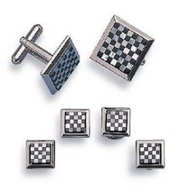 Checkmate Cufflinks and Studs Silver Finish - $84.65