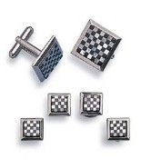 Checkmate Cufflinks and Studs Silver Finish - $84.65