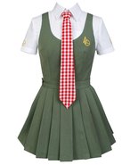 ZYHCOS Cosplay Costume Students School Uniform Green Sleeveless Skirt Dr... - £46.62 GBP