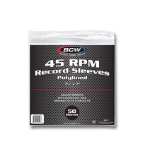 Pack of 50 BCW Paper Record Sleeves 45 RPM - Polylined - SQ Corners - With Hole - $16.64