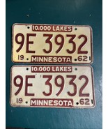 Match Number Set Pair 1962 9E3932 MINNESOTA MN LICENSE PLATE TAG ORIGINA... - $124.17 CAD