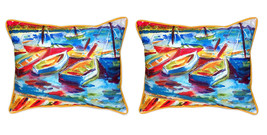 Pair of Betsy Drake Betsy’s Marina II Large Indoor Outdoor Pillows 16x20 - £71.21 GBP