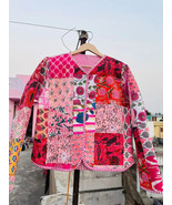 Cotton Quilted Women&#39;s Patchwork Winter jacket Handmade Quilted Jackets ... - $34.63 CAD+