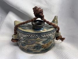 Okinawa Dachibin Hip Flask Ryukyu Pottery Sake Jug Crescent Shape Handmade - £32.03 GBP