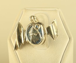 Vintage Sterling Silver Signed WRC Batwing w/ Aquamarine Stone Gothic Pendant - £31.82 GBP