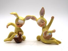VTG Holt Howard Yellow Easter Bunny Girls 1958 Candle Climbers Set Japan... - $149.99